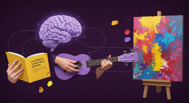 인지 저하 예방, 창조적 취미, 뇌 건강 관리, 악기 연주, 외국어 학습, 미술 활동, 신경 가소성, 인지 예비력, 뇌 활성화, 취미 추천