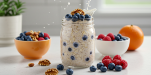 두뇌 음식 레시피, 아침 식사, 오트밀 레시피, 견과류, 베리류, 오버나이트 오트밀, 베리 스무디, 뇌 활성 음식, 5분 아침 식사, 브레인 푸드