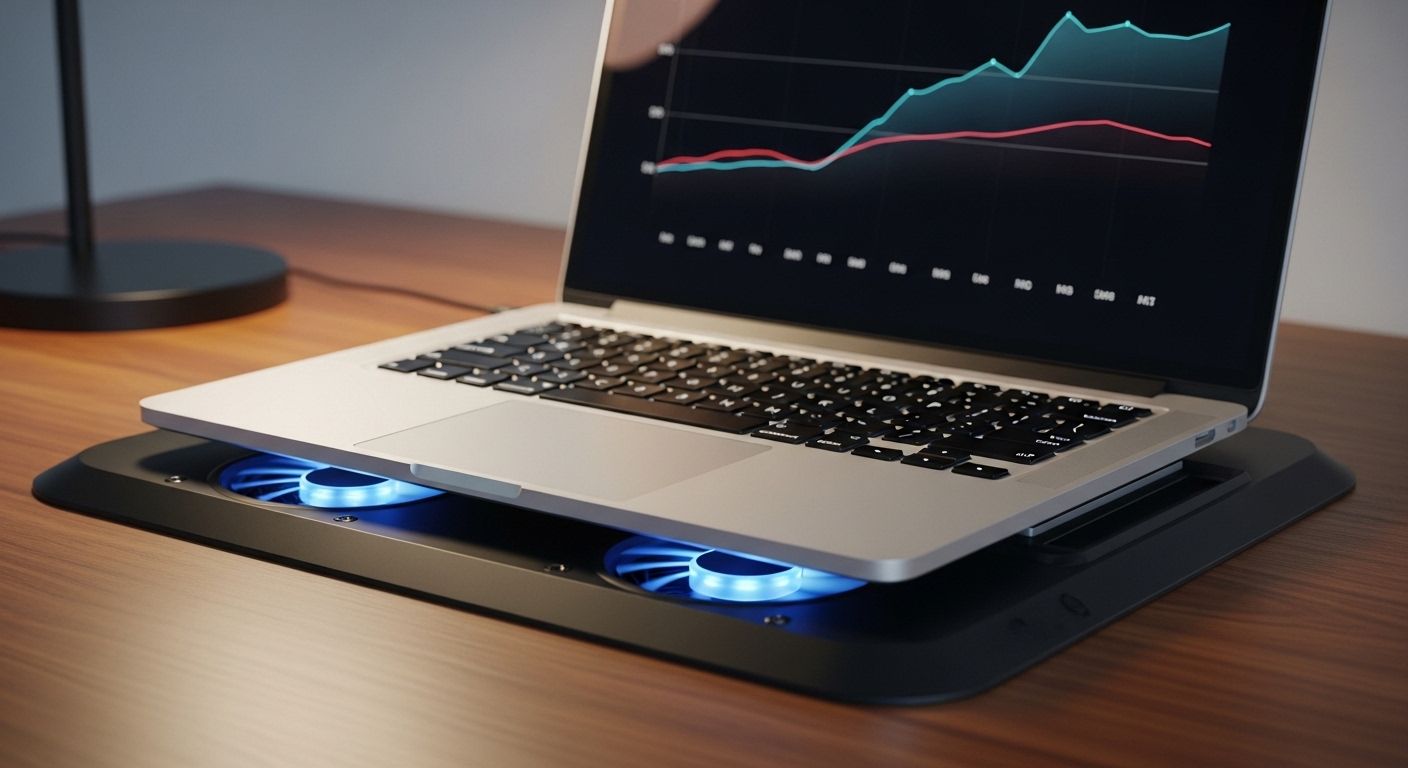 쿨링팬 위의 노트북